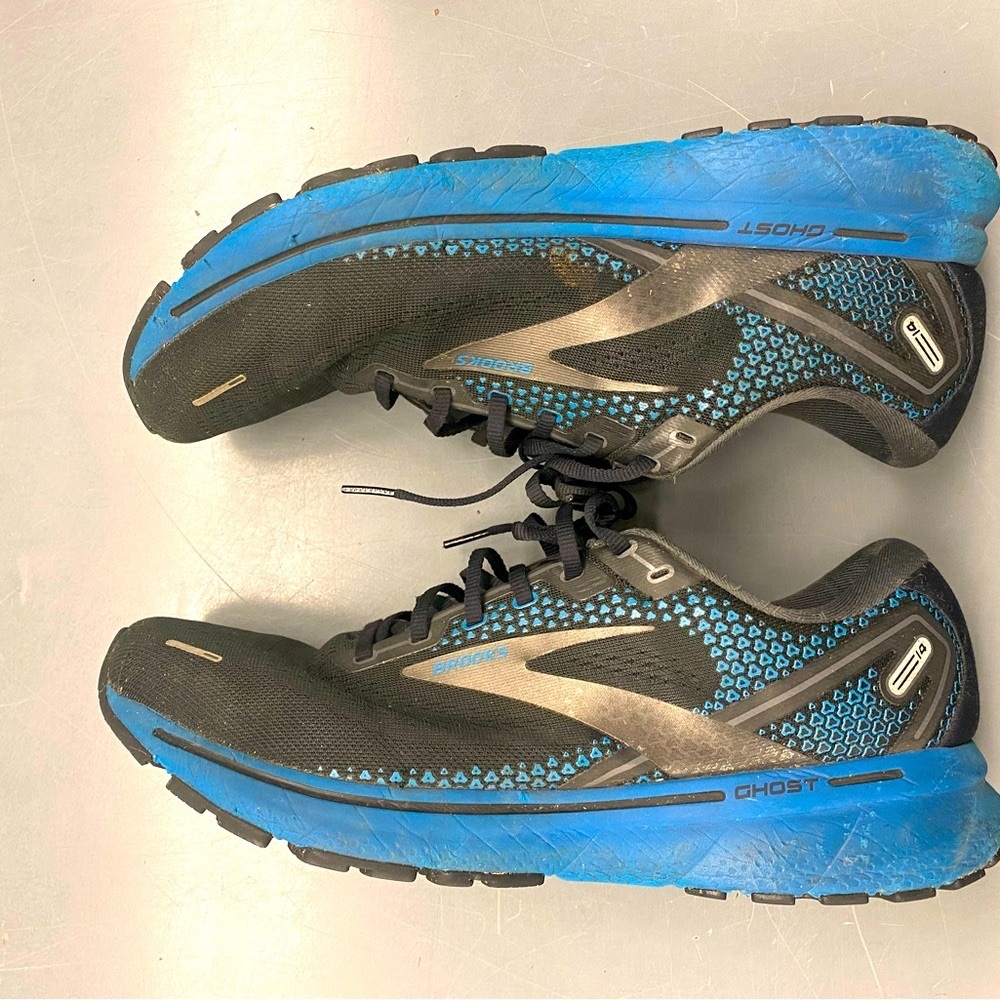 Men’s Brooks Ghost 14 Running Shoes | black & blue | size 12 wide - f2